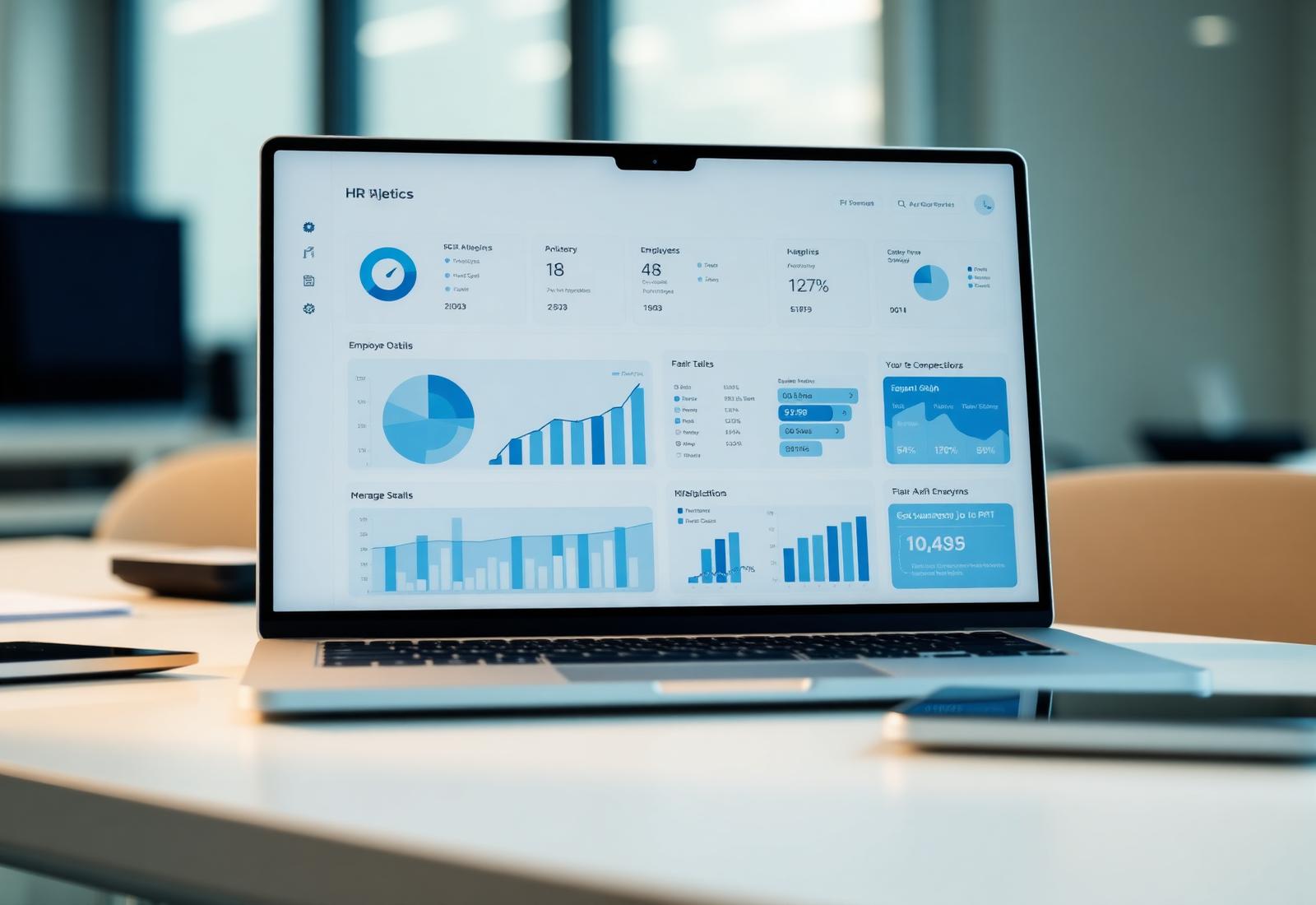 HR analytics dashboard on a laptop